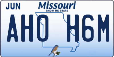 MO license plate AH0H6M