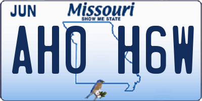 MO license plate AH0H6W