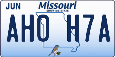 MO license plate AH0H7A