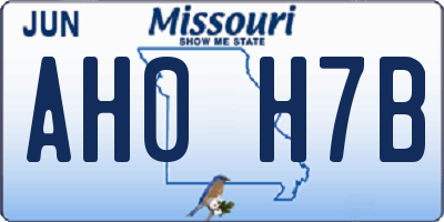 MO license plate AH0H7B