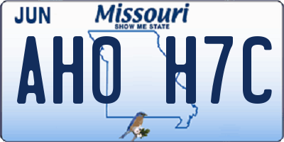 MO license plate AH0H7C