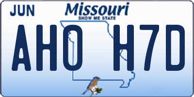 MO license plate AH0H7D