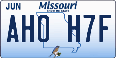 MO license plate AH0H7F