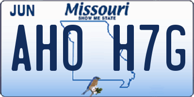 MO license plate AH0H7G