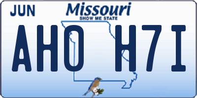 MO license plate AH0H7I