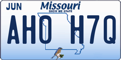 MO license plate AH0H7Q