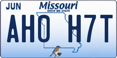 MO license plate AH0H7T