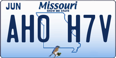 MO license plate AH0H7V