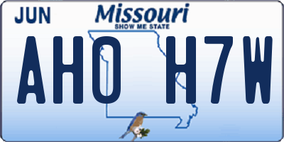 MO license plate AH0H7W