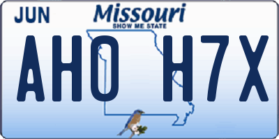 MO license plate AH0H7X