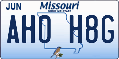 MO license plate AH0H8G