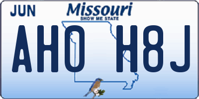 MO license plate AH0H8J
