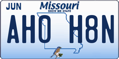MO license plate AH0H8N