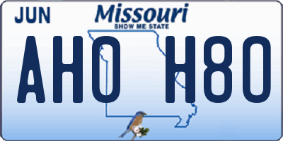 MO license plate AH0H8O