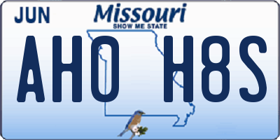 MO license plate AH0H8S