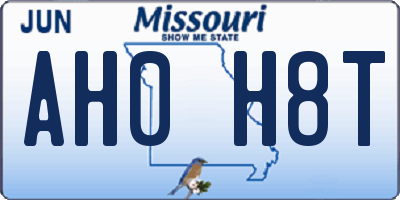 MO license plate AH0H8T