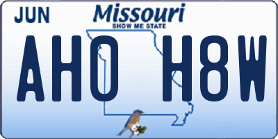 MO license plate AH0H8W