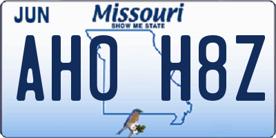 MO license plate AH0H8Z