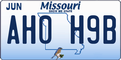 MO license plate AH0H9B