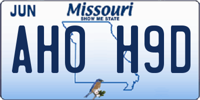 MO license plate AH0H9D