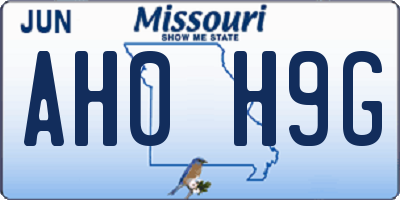 MO license plate AH0H9G