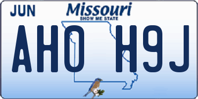 MO license plate AH0H9J