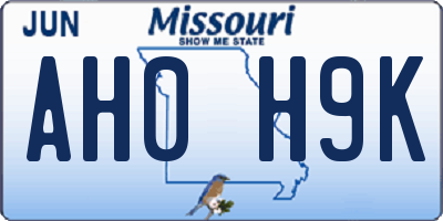 MO license plate AH0H9K