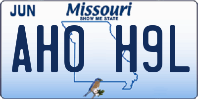 MO license plate AH0H9L