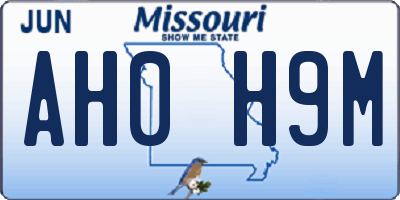 MO license plate AH0H9M