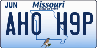 MO license plate AH0H9P