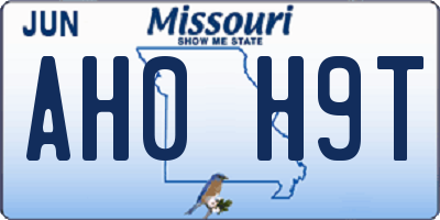 MO license plate AH0H9T