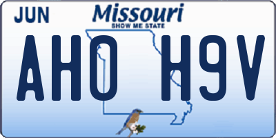 MO license plate AH0H9V