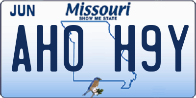 MO license plate AH0H9Y