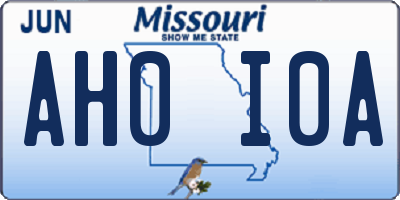 MO license plate AH0I0A