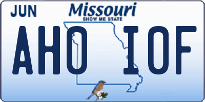 MO license plate AH0I0F
