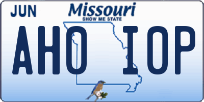 MO license plate AH0I0P