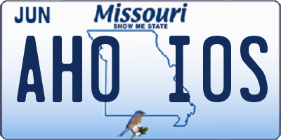 MO license plate AH0I0S