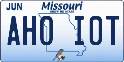 MO license plate AH0I0T