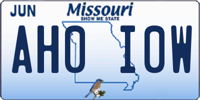 MO license plate AH0I0W