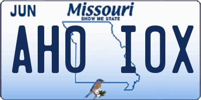 MO license plate AH0I0X