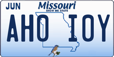 MO license plate AH0I0Y