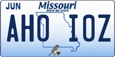 MO license plate AH0I0Z