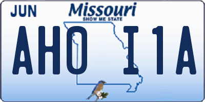 MO license plate AH0I1A