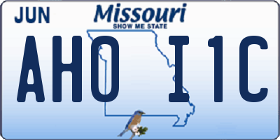 MO license plate AH0I1C