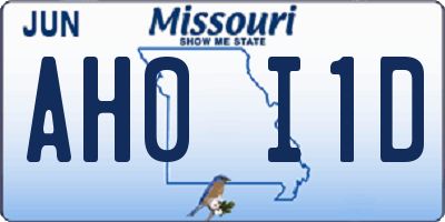 MO license plate AH0I1D