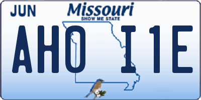 MO license plate AH0I1E