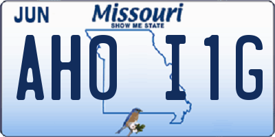 MO license plate AH0I1G