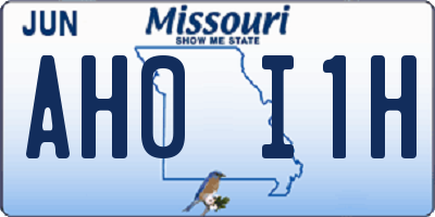 MO license plate AH0I1H