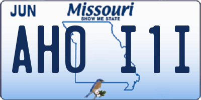 MO license plate AH0I1I