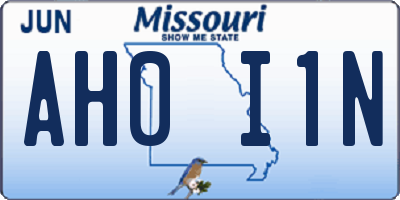 MO license plate AH0I1N